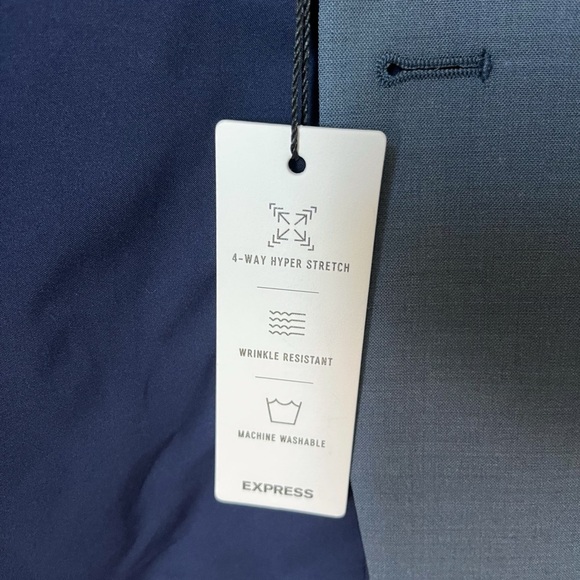 Express Mens Size 40 Regular Slim Fit Dusty Blue 4 Way Stretch Blazer NWT - Picture 7 of 9